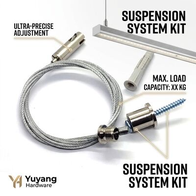 Heavy Duty Suspension Cable Gripper 150kg Steel Alloy Anti-Drop Lock Industrial Ceiling Hanging Kit Set