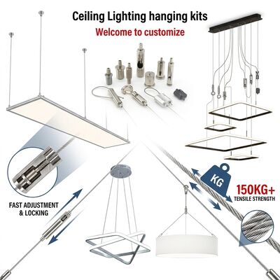 Heavy Duty Suspension Cable Gripper 150kg Steel Alloy Anti-Drop Lock Industrial Ceiling Hanging Kit Set