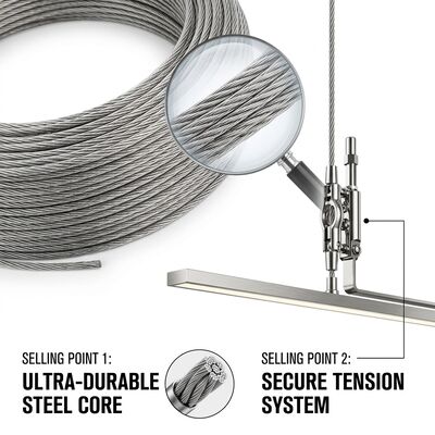 M12 External Thread Brass Cable Gripper 1.5mm Wire Rope Clip Heavy Duty Ceiling Suspension Lock