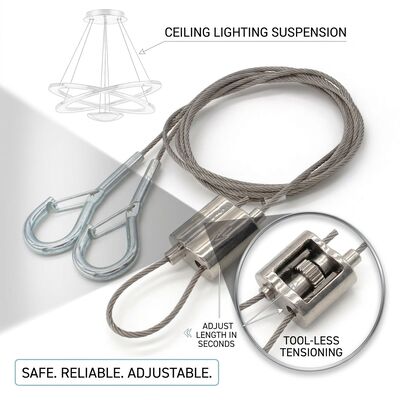 Art Display Suspension Cable Gripper Kit 60kg Museum Grade Steel Adjustable Picture Gallery Hanging Set