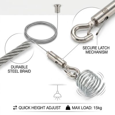 Art Display Suspension Cable Gripper Kit 60kg Museum Grade Steel Adjustable Picture Gallery Hanging Set