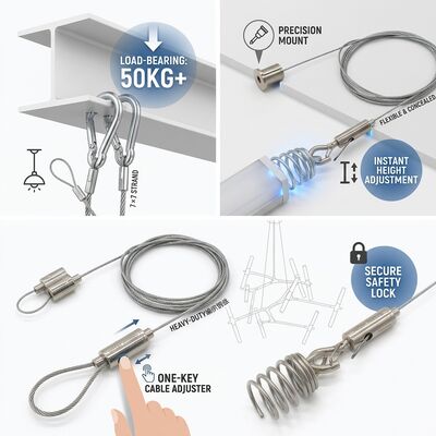 Industrial Cable Gripper Suspension Kit 100kg Steel Alloy Reinforced Locking Clamp Heavy Machinery Ceiling Hanging Set