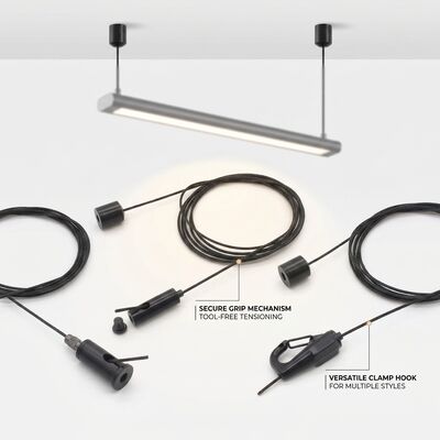 Art Display Suspension Cable Gripper Kit 60kg Museum Grade Steel Adjustable Picture Gallery Hanging Set
