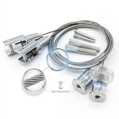 Retail Display Cable Gripper Suspension Kit 90kg Alloy Steel Quick-Lock Shop Shelving Signage Hanging Set