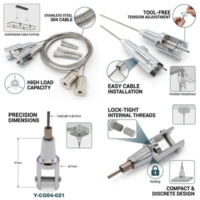 Greenhouse Suspension Cable Gripper Kit 75kg Rust-Proof Steel Plant Hanger Ceiling Set Humid Environment