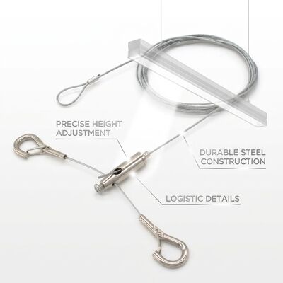 Mirror Hanging Cable Gripper Suspension Kit 85kg 304 Stainless Steel Anti-Drop Safety Lock Ceiling Mount Set