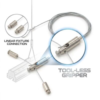 Mirror Hanging Cable Gripper Suspension Kit 85kg 304 Stainless Steel Anti-Drop Safety Lock Ceiling Mount Set