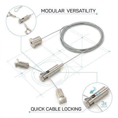 Pendant Light Suspension Cable Gripper Kit 100kg Brass Alloy Designer Ceiling Hanging Decorative Fixture Set