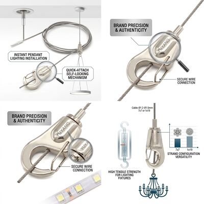 Outdoor Facility Suspension Cable Gripper Kit 180kg 316 Marine Stainless Steel Weatherproof Canopy Pergola Hanging Set