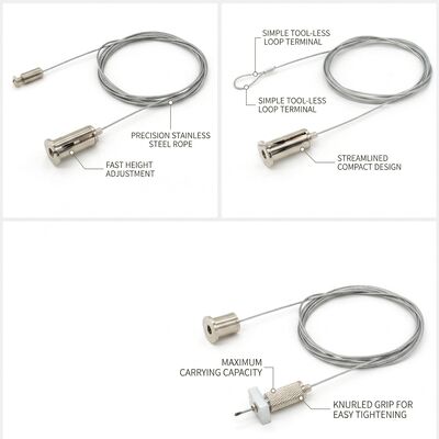 Dual Cable Suspension Gripper Kit 110kg Steel Alloy Twin Cable Heavy Signage Billboard Ceiling Mount Set