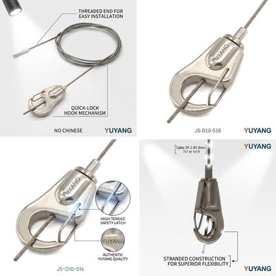 Dual Cable Suspension Gripper Kit 110kg Steel Alloy Twin Cable Heavy Signage Billboard Ceiling Mount Set