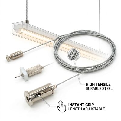 Warehouse Storage Suspension Cable Gripper Kit 140kg Forged Steel Heavy Duty Industrial Racking Ceiling Mount Set