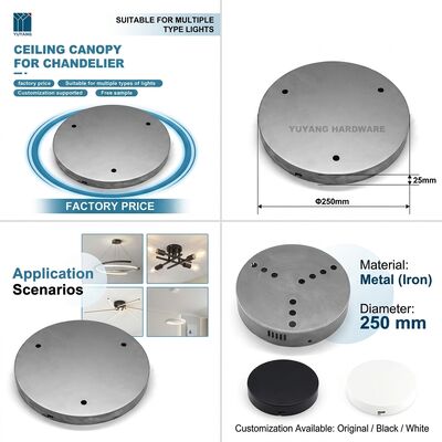 Ceiling Canopy Base Multi Size DIY Kit 3 4 5 Holes Black White Gold Plate for Pendant Lights