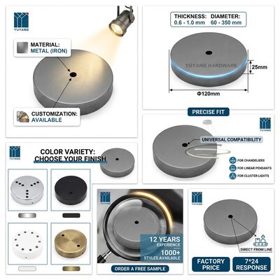 Ceiling Canopy Base Multi Size DIY Kit 3 4 5 Holes Black White Gold Plate for Pendant Lights