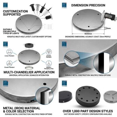Heavy Duty Ceiling Canopy Mounting Plate 58kg Load Iron Base Junction Box for Chandeliers