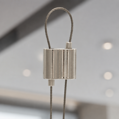 Custom Length Looping Gripper Systems Precision CNC Hardware Self-Locking Cable Looping Gripper 3.5-5.0mm 200kg / 440lbs Polished Nickel High Security Wire Rope Clamp
