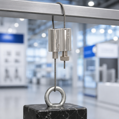 Looping Gripper Manufacturer Customizable Wire Suspension Solutions Cable Looping Gripper 1.0-1.5mm 30kg / 66lbs Satin Nickel Wire Rope Loop Clamp for Lighting Suspension