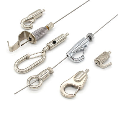 Suspension Cable Gripper Hook Brass Steel Quick Connect Wire Rope Lock for Pendant Lamp Signage