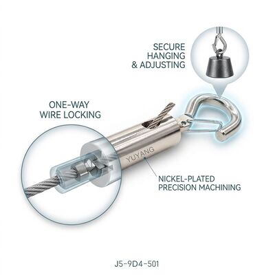 Nickel Plated Square Wire Lock J Type Hook Cable Gripper Hook Grippers for Display Hanging System