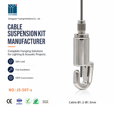 Nickel Plated Brass Suspension Clip Hook J5-1035-507-s, Adjustable Cable Support for 1.2mm - 1.5mm Wire Rope