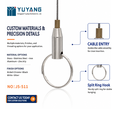 Picture & Lighting Hanging Suspension Wire Rope Clip, YUYANG Brand Nickel Plated Brass Zinc Alloy, Fits 0.8~1.2mm Cable