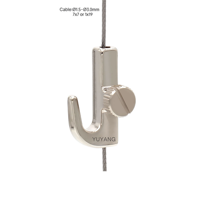 J-Type Brass Adjustable Wire Rope Clip with Hook Gripper, Hanging Kit for Lights, Art Frames, Pictures & Panels