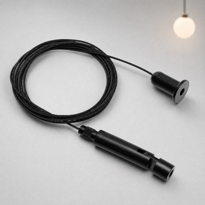 Black Vibration Absorbing Cable Suspension Kit with Damping Spring & Stainless Steel Wire Rope Gripper for LED Panel Light