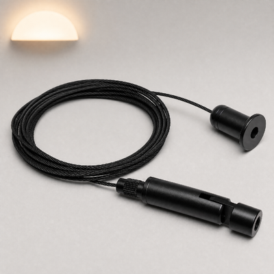 Black Vibration Absorbing Cable Suspension Kit with Damping Spring & Stainless Steel Wire Rope Gripper for LED Panel Light