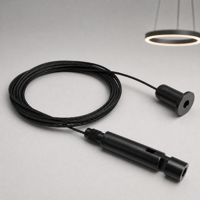 Black Adjustable Ceiling Wire Hanging Kit with Quick Lock Cable Gripper & SUS304 Steel Rope for LED Panel