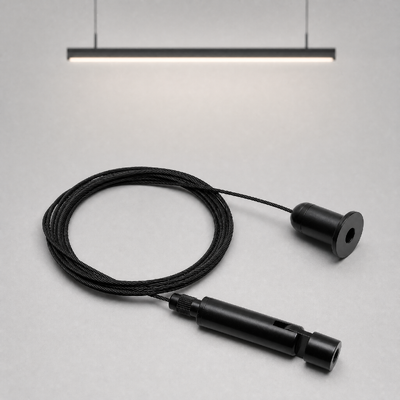 Black Adjustable Ceiling Wire Hanging Kit with Quick Lock Cable Gripper & SUS304 Steel Rope for LED Panel