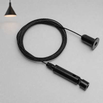 Black Adjustable Ceiling Wire Hanging Kit with Quick Lock Cable Gripper & SUS304 Steel Rope for LED Panel