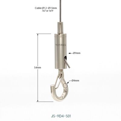 Tool-Free Adjustable Hook Cable Gripper 9x26mm Brass with D Shape Snap Hook