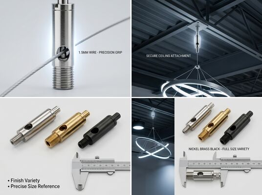 Nickel Plated Adjustable Suspension Cable Gripper Steel Wire Rope Ceiling Mount for Track Light Chandelier Installation