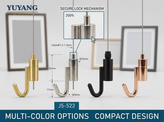 Hook Cable Gripper Custom Color Finish Nickel Black Rose Gold for Display Hanging