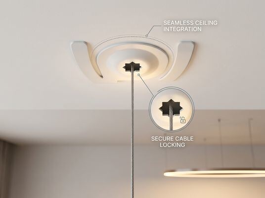 White Ceiling Attachment 1/4-20 UNC Thread 30mm Body for LED Pendant Light Suspension Kit
