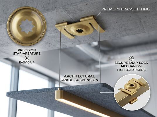 Brushed Brass Ceiling Attachment 1/4-20 UNC Thread 30mm for Acoustic Panel Suspension
