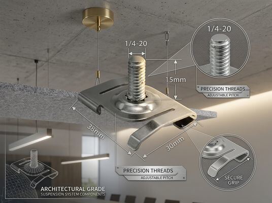 Brushed Brass Ceiling Attachment 1/4-20 UNC Thread 30mm for Acoustic Panel Suspension
