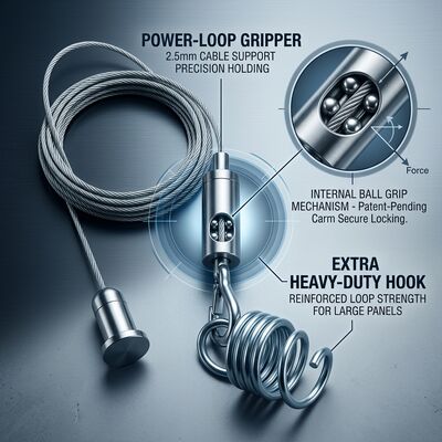2.5mm Extra Heavy Duty Steel Wire Rope Cable Suspension Kit Acoustic Ceiling Hanging System with Hook Gripper