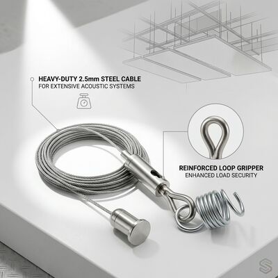 2.5mm Extra Heavy Duty Steel Wire Rope Cable Suspension Kit Acoustic Ceiling Hanging System with Hook Gripper