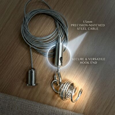 1.5mm Steel Wire Rope Cable Suspension Kit Acoustic Wall Panel Ceiling Hanging Set with Adjustable Hook Gripper