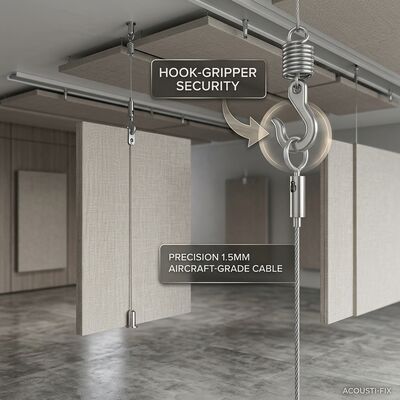 1.5mm Steel Wire Rope Cable Suspension Kit Acoustic Wall Panel Ceiling Hanging Set with Adjustable Hook Gripper