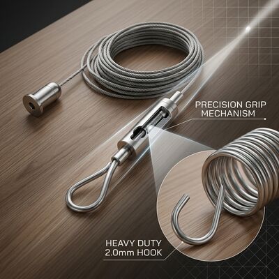 2.0mm Heavy Duty Steel Wire Rope Cable Suspension Kit Acoustic Ceiling Panel Hanging System with Hook Gripper