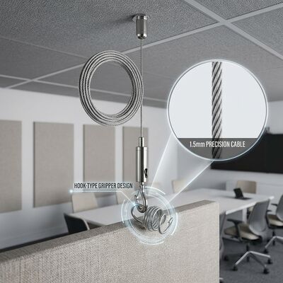 1.5mm Steel Wire Rope Cable Suspension Kit Acoustic Wall Panel Ceiling Hanging Set with Adjustable Hook Gripper