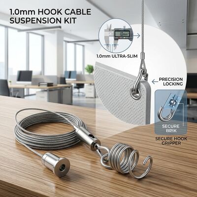 1.0mm Ultra Slim Steel Wire Rope Cable Suspension Kit Acoustic Board Hanging Set with Mini Hook Gripper
