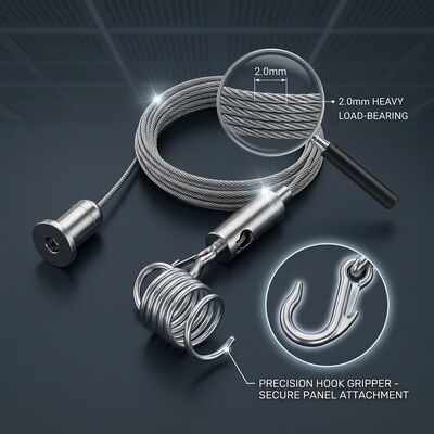 2.0mm Heavy Duty Steel Wire Rope Cable Suspension Kit Acoustic Ceiling Panel Hanging System with Hook Gripper