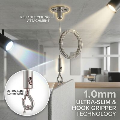 1.0mm Ultra Slim Steel Wire Rope Cable Suspension Kit Acoustic Board Hanging Set with Mini Hook Gripper