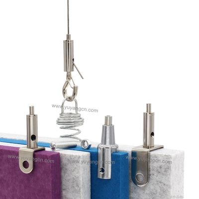F3-307 Fork Gripper Acoustic Panel Suspension Kit 1.5mm Steel Wire Rope 3m Adjustable Hanging Set