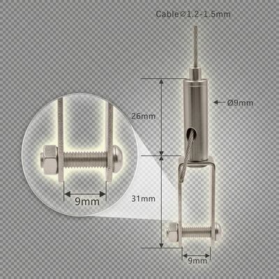 Heavy Duty Fork Gripper Acoustic Wall Panel Kit 2mm Steel Wire Rope 10m Custom Length Hanging Set