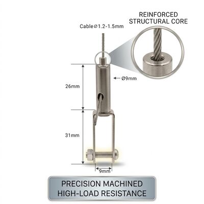 F3-307 Fork Cable Gripper Soundproof Ceiling Kit 2mm 7x7 Stainless Wire Rope 5m Custom Length Set