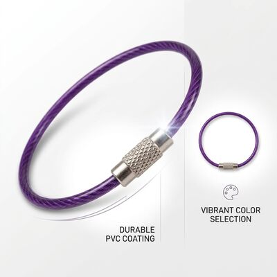 Gift Tag Cable Loop Key Ring Coloured PVC Wire Rope 15cm 20cm Custom Logo Stainless